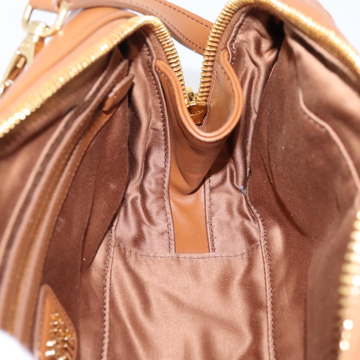 Miu Miu Arkady Hand Bag Leather 2way Brown Gold Auth 208552M