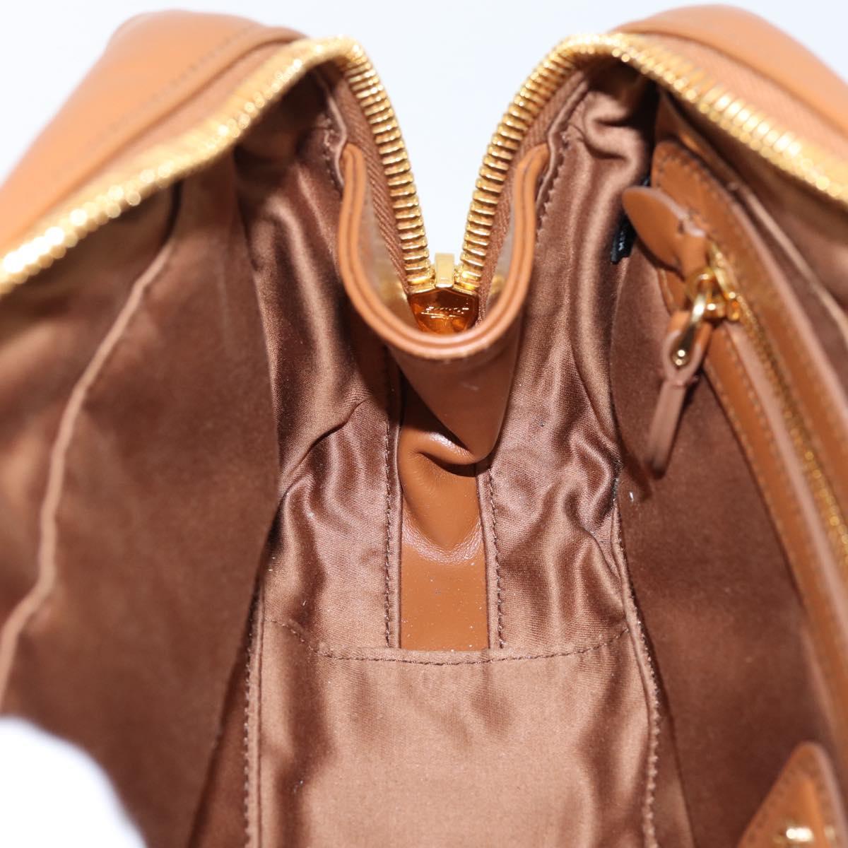 Miu Miu Arkady Hand Bag Leather 2way Brown Gold Auth 208552M