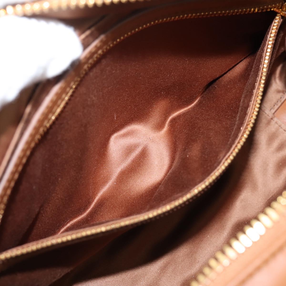 Miu Miu Arkady Hand Bag Leather 2way Brown Gold Auth 208552M
