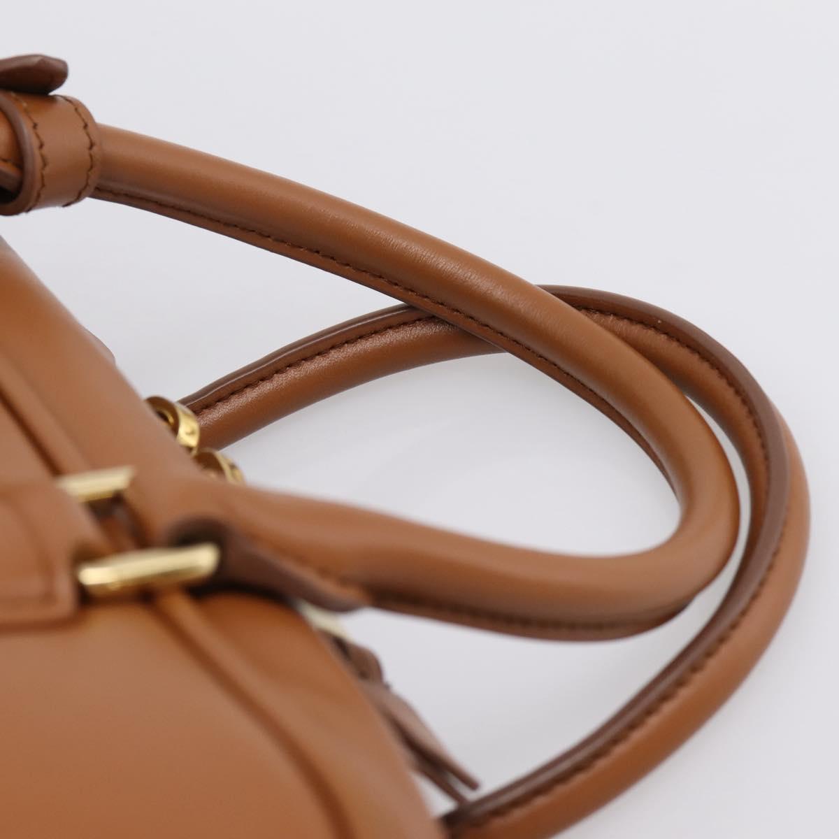 Miu Miu Arkady Hand Bag Leather 2way Brown Gold Auth 208552M