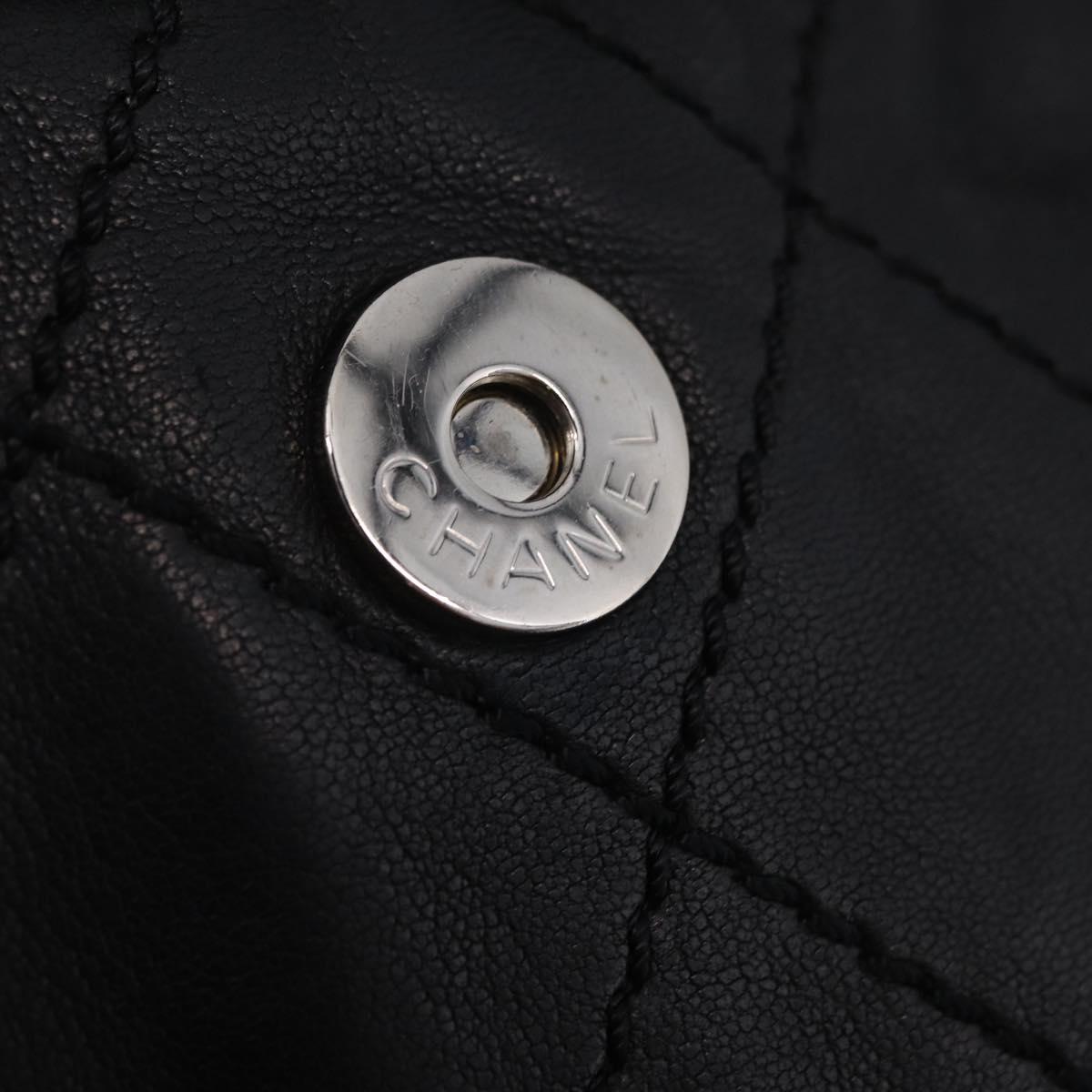 CHANEL Chain Shoulder Bag Lamb Skin Black Silver CC Auth 208559M