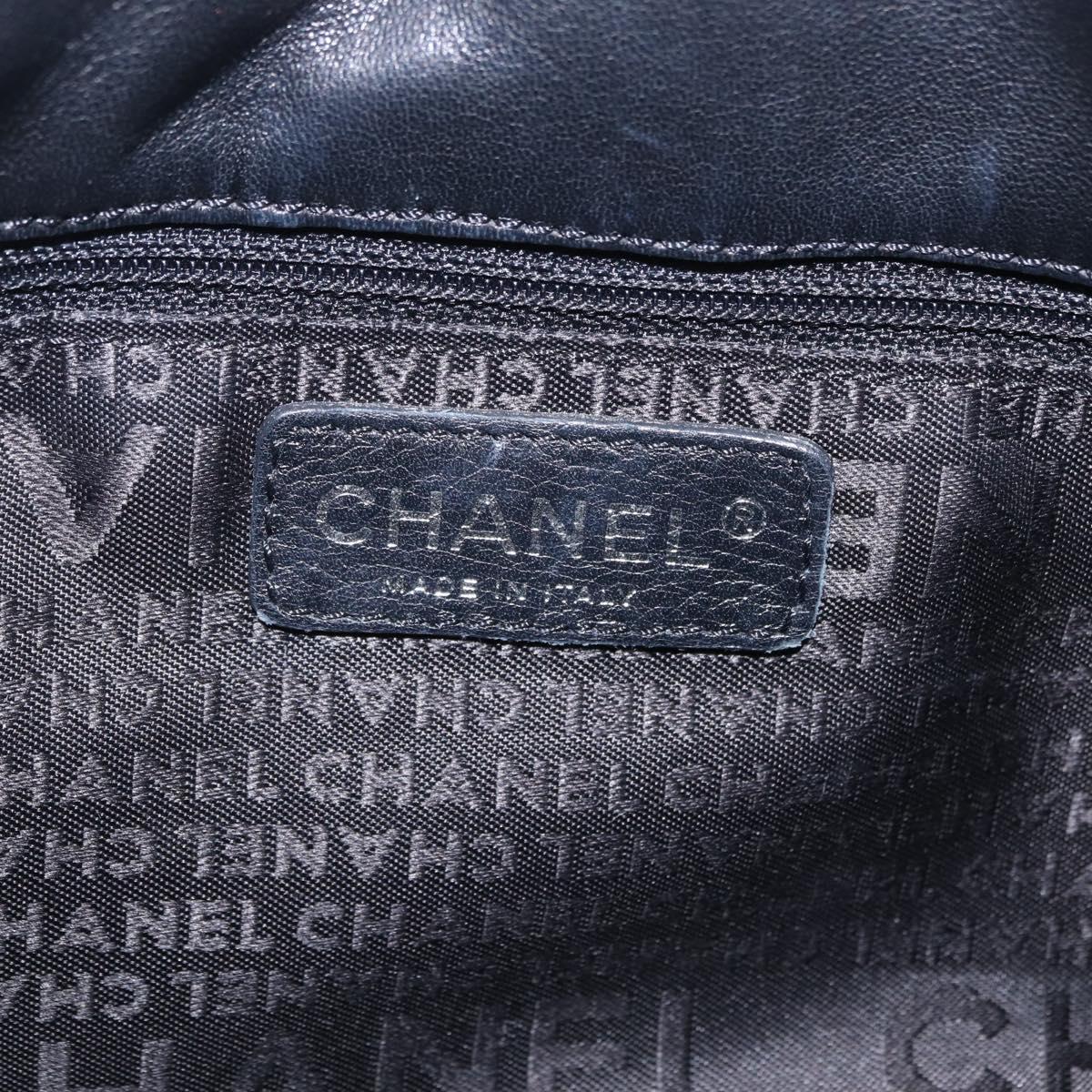 CHANEL Chain Shoulder Bag Lamb Skin Black Silver CC Auth 208559M