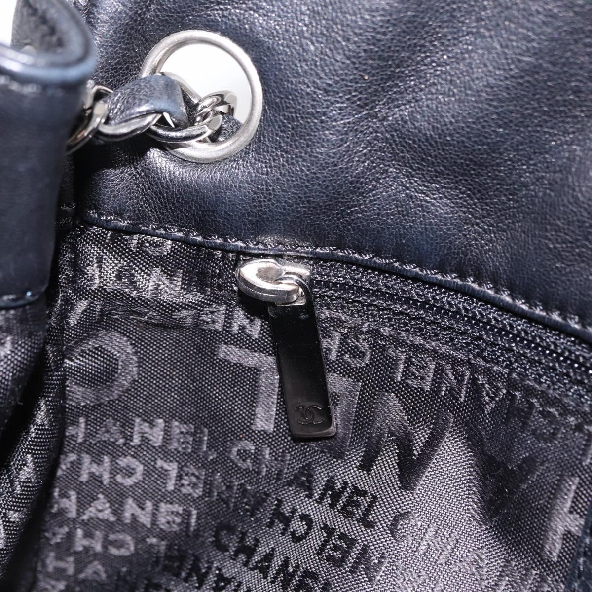 CHANEL Chain Shoulder Bag Lamb Skin Black Silver CC Auth 208559M