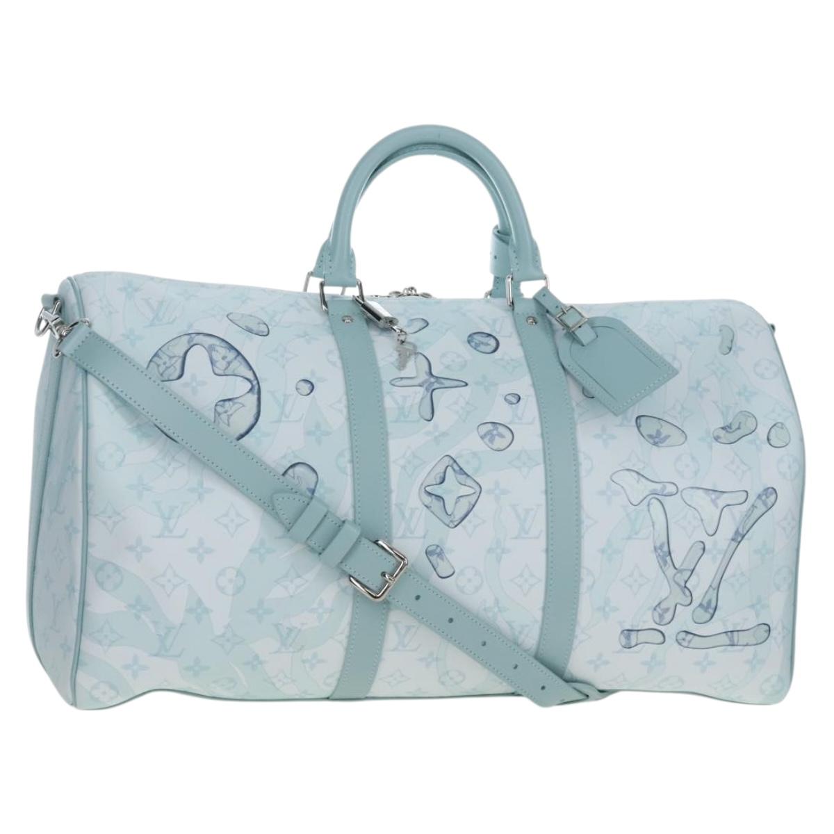 LOUIS VUITTON Aqua Garden Keepall Bandouliere 50 Bag M22570 LV Auth 208560SM