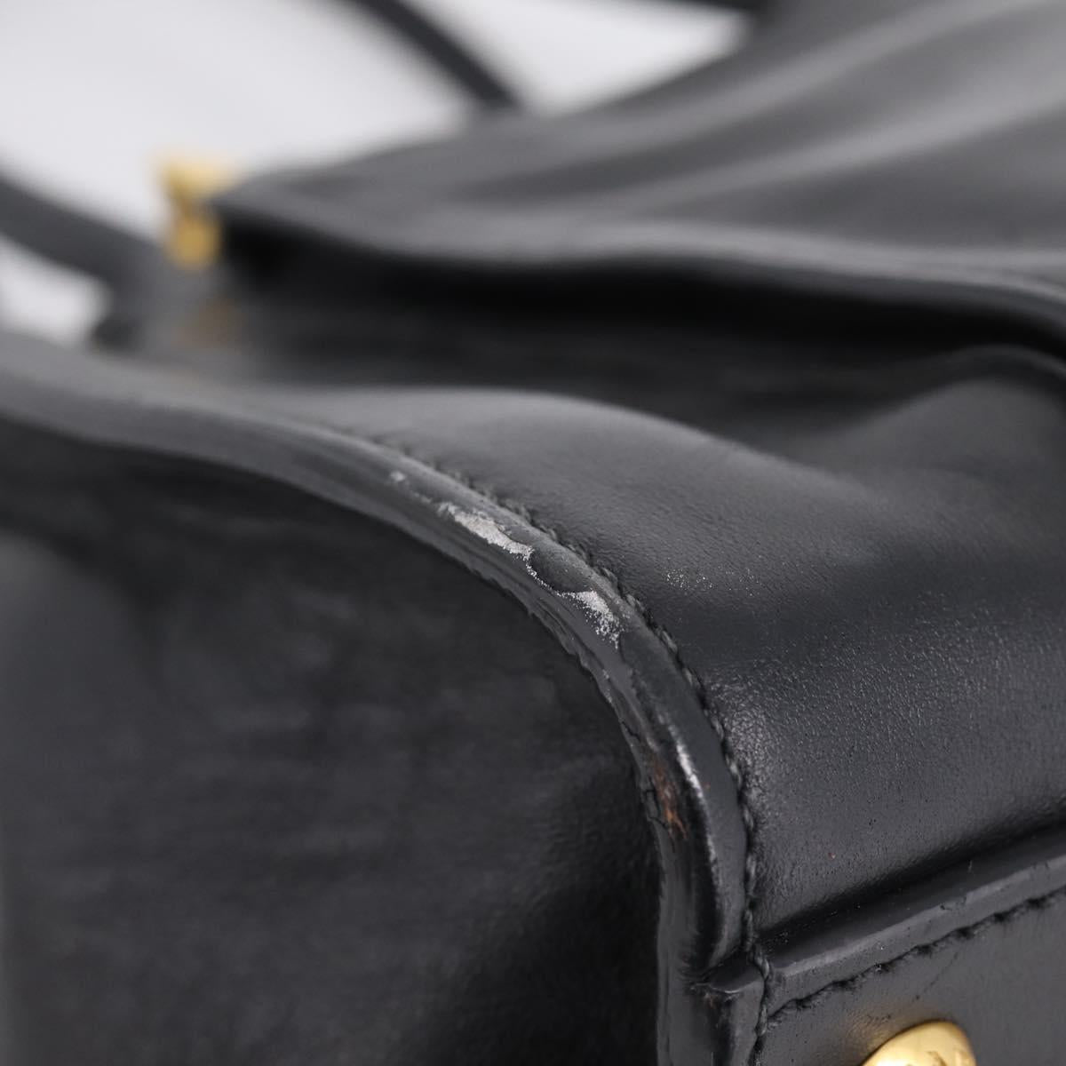 PRADA Hand Bag Leather Black Gold Auth 208562V