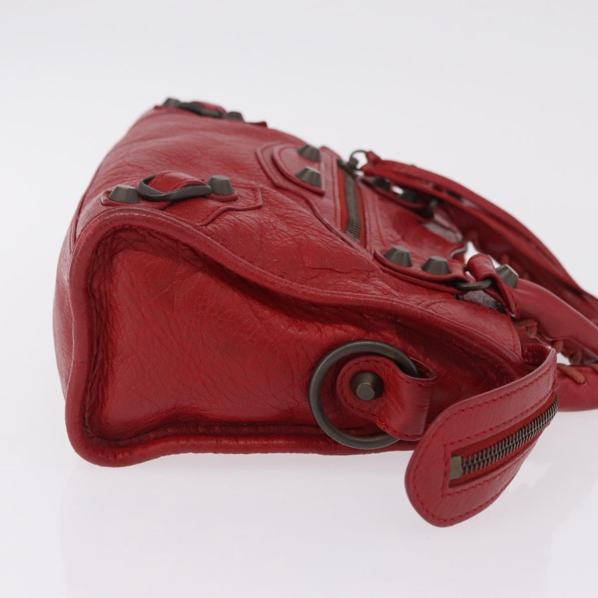 Balenciaga Mini City Hand Bag Leather Red 300295 Auth 208564V