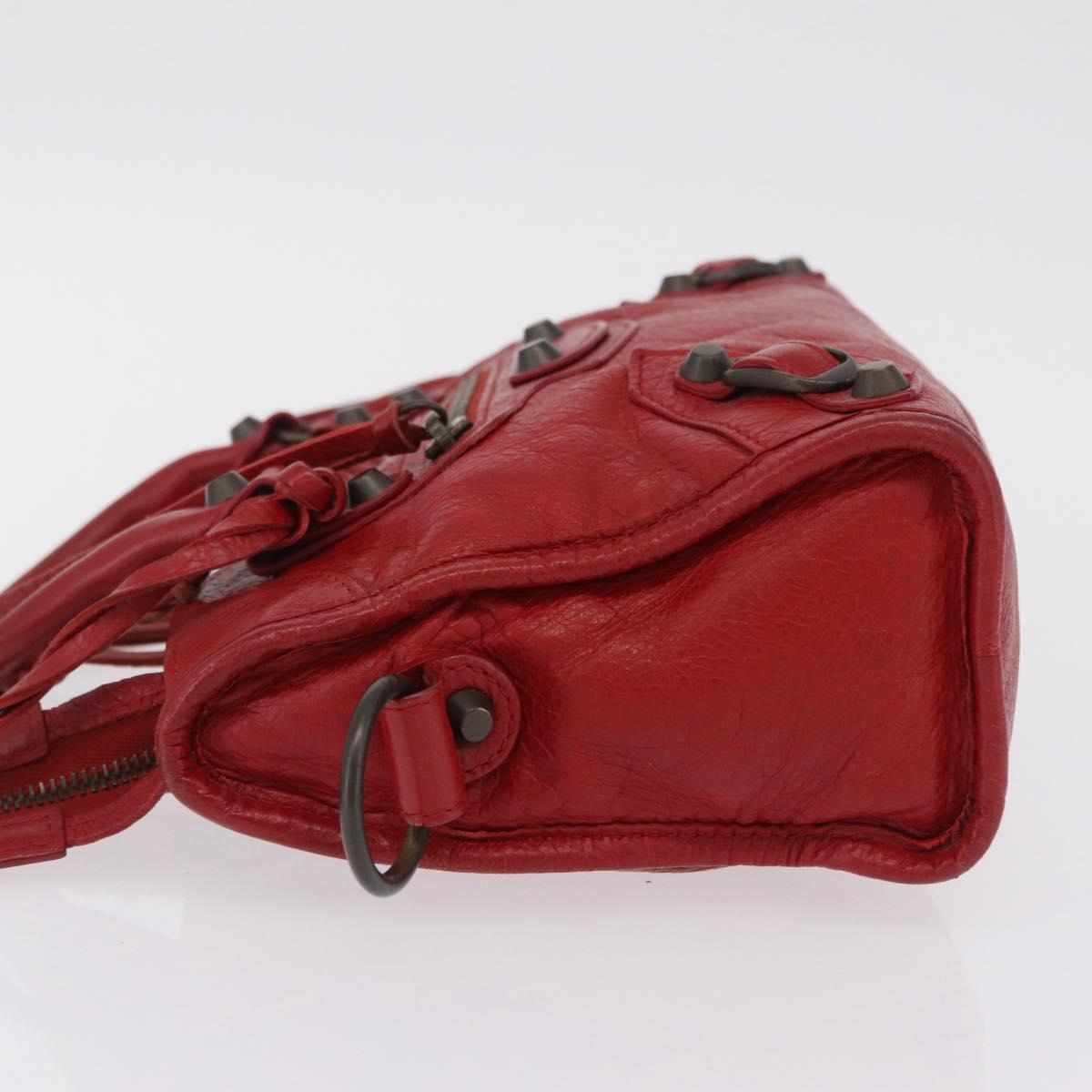 Balenciaga Mini City Hand Bag Leather Red 300295 Auth 208564V
