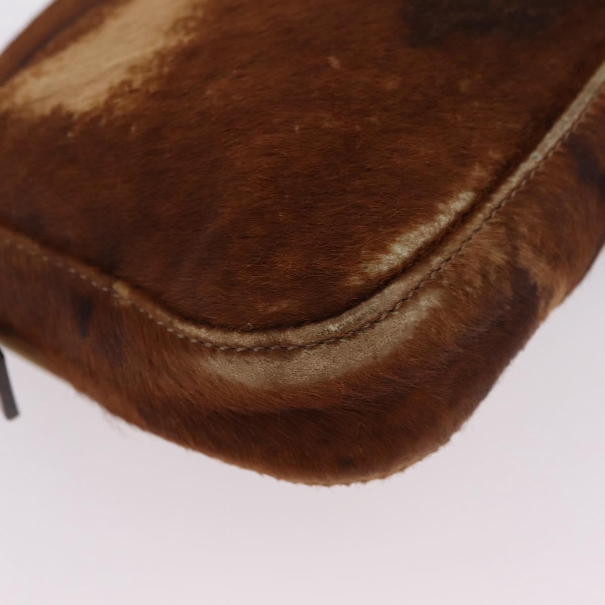 FENDI Mamma Baguette Shoulder Bag Harako Leather Brown Silver 26424 Auth 208565V