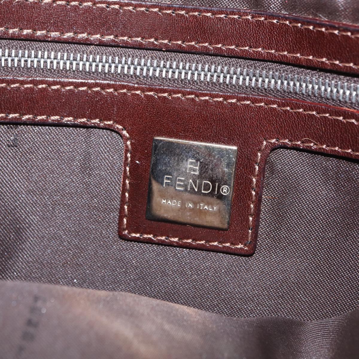 FENDI Mamma Baguette Shoulder Bag Harako Leather Brown Silver 26424 Auth 208565V