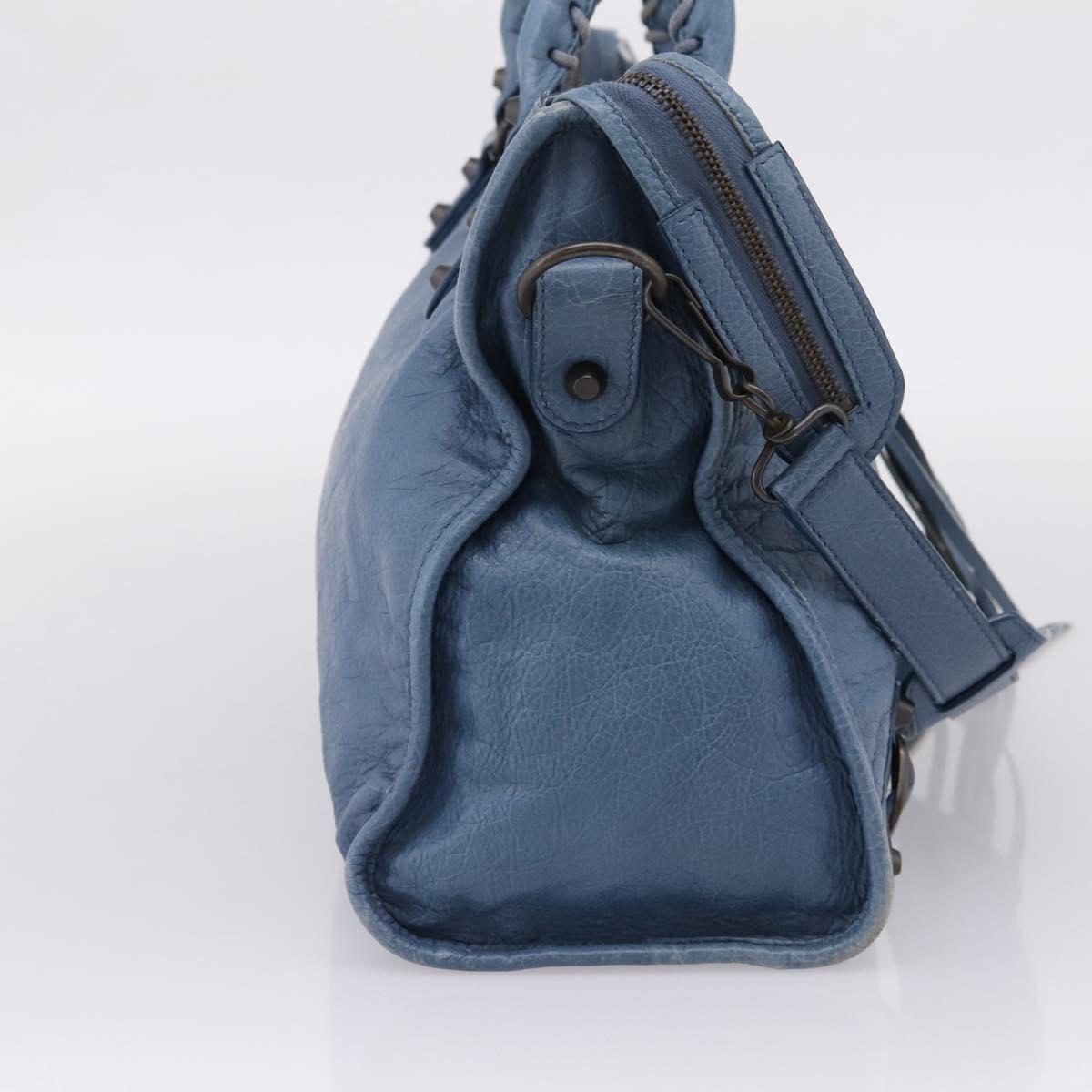 Balenciaga The City Hand Bag Leather 2way Blue 115748 Auth 208567V