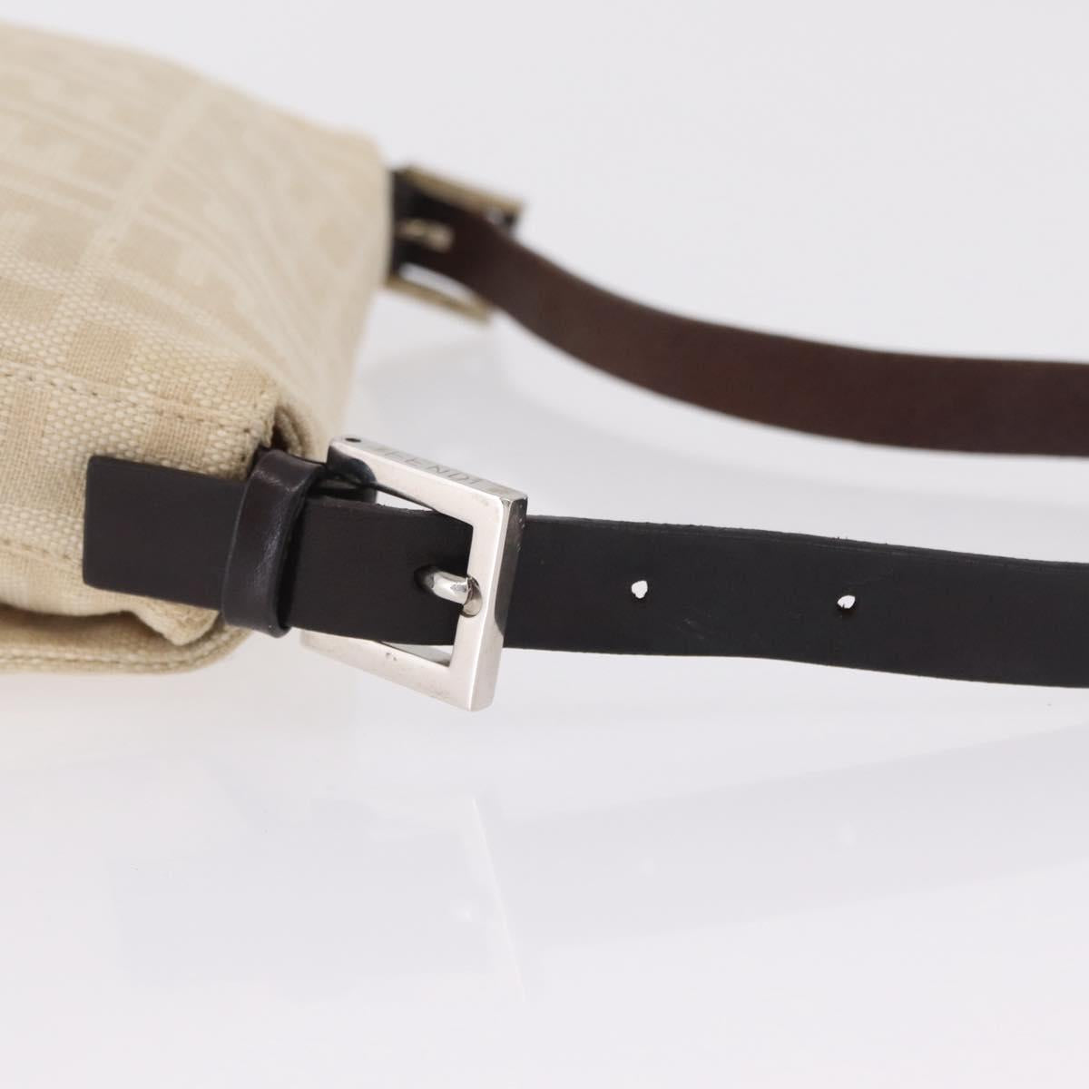 FENDI Zucca Canvas Mamma Baguette Shoulder Bag Beige Silver 26424 Auth 208569V