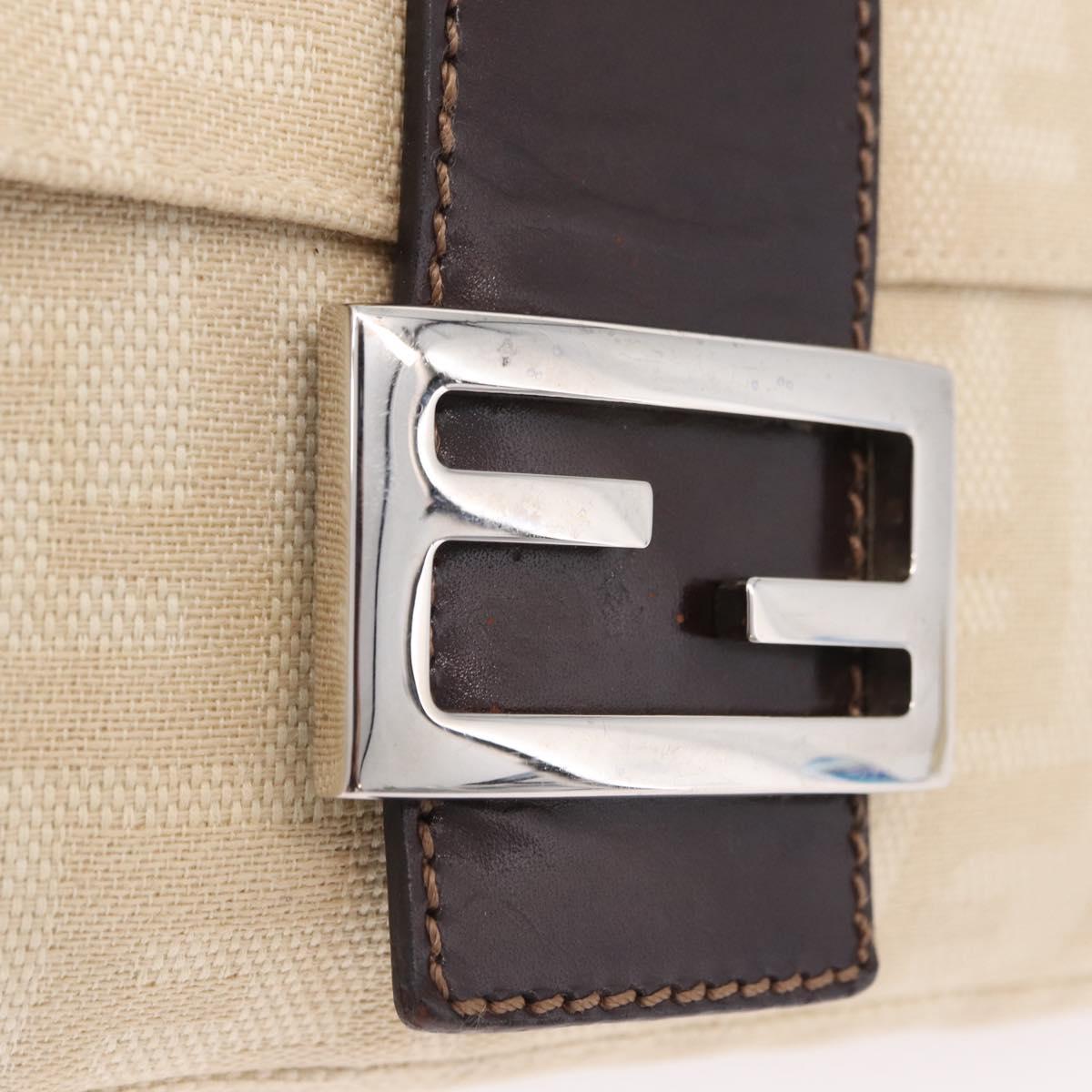 FENDI Zucca Canvas Mamma Baguette Shoulder Bag Beige Silver 26424 Auth 208569V