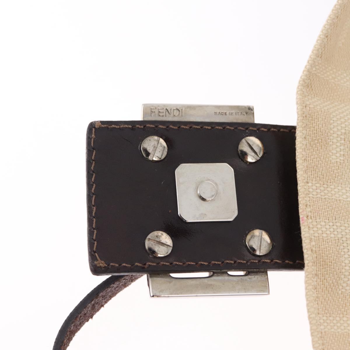 FENDI Zucca Canvas Mamma Baguette Shoulder Bag Beige Silver 26424 Auth 208569V