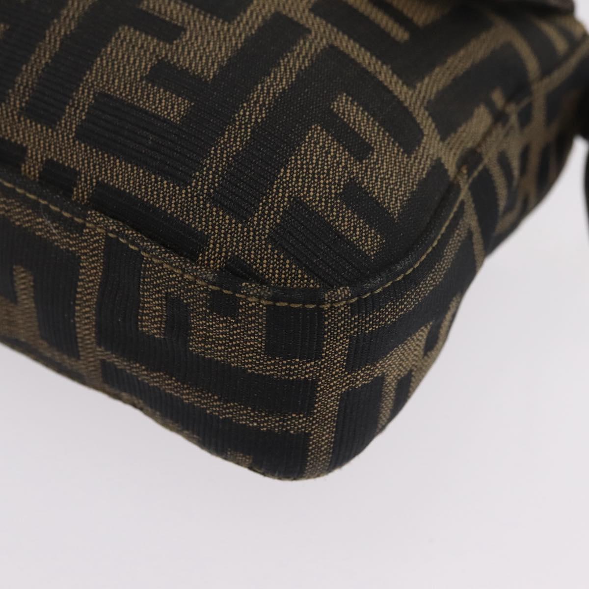 FENDI Zucca Canvas Mamma Baguette Shoulder Bag Black Brown Auth 208570V