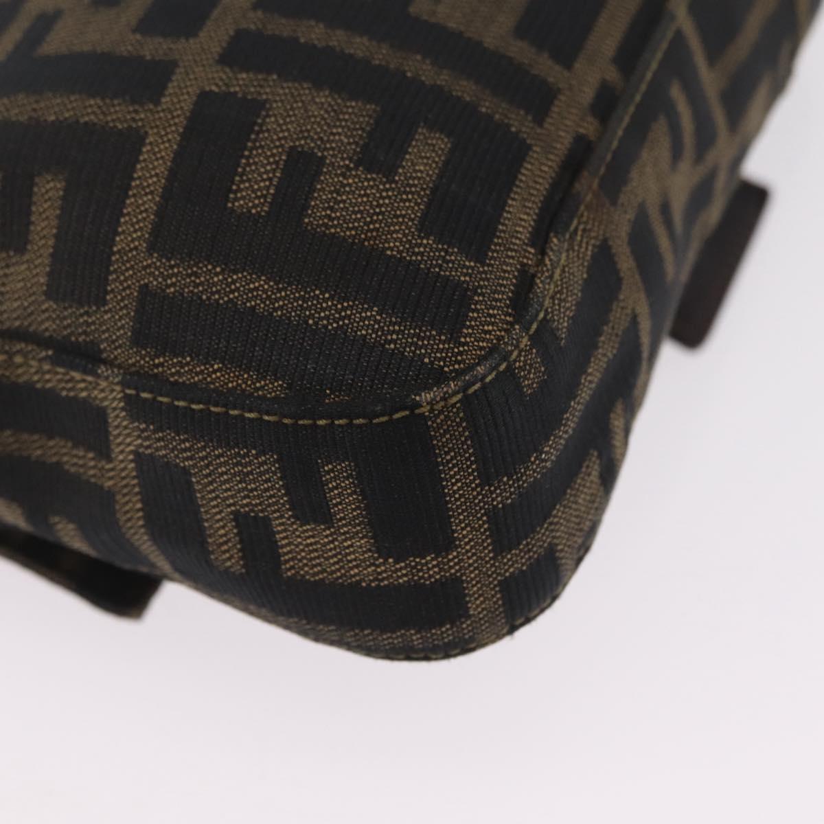FENDI Zucca Canvas Mamma Baguette Shoulder Bag Black Brown Auth 208570V
