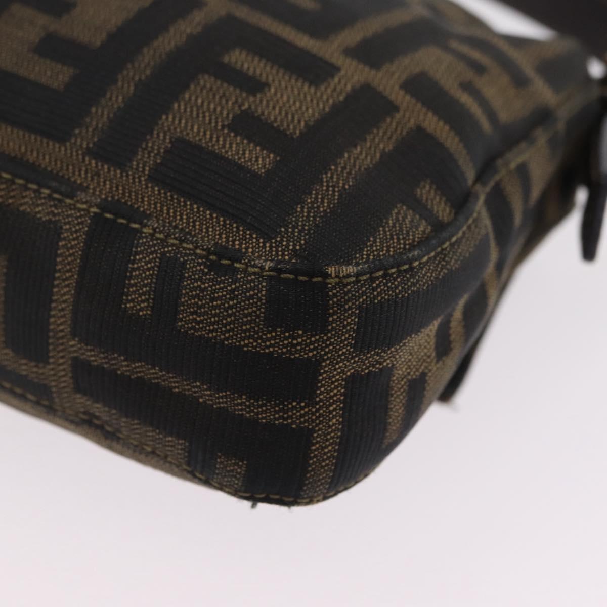 FENDI Zucca Canvas Mamma Baguette Shoulder Bag Black Brown Auth 208570V