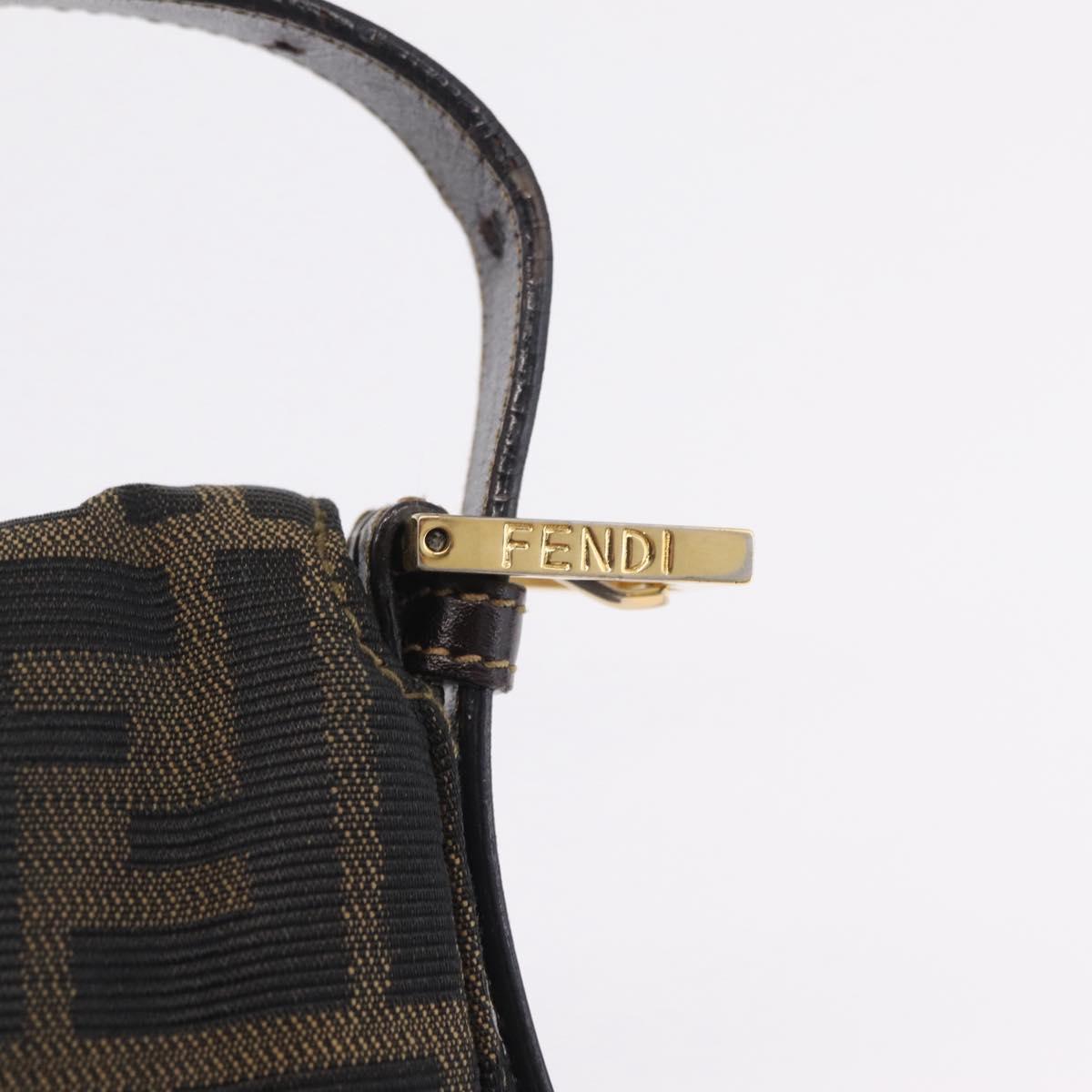 FENDI Zucca Canvas Mamma Baguette Shoulder Bag Black Brown Auth 208570V