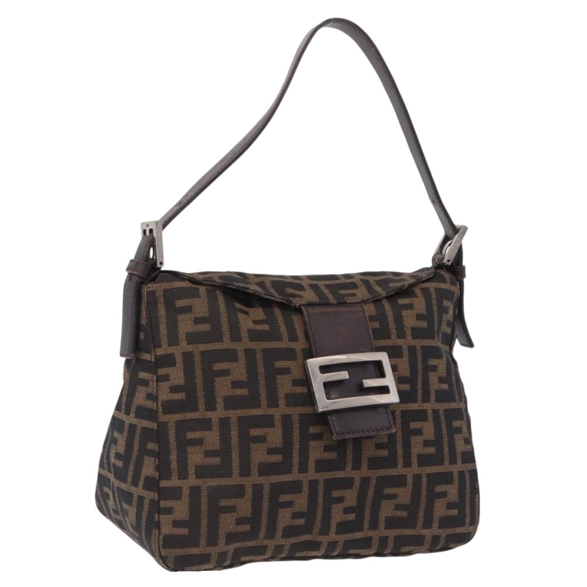 FENDI Zucca Canvas Mamma Baguette Shoulder Bag Brown Black 26426 Auth 208575A