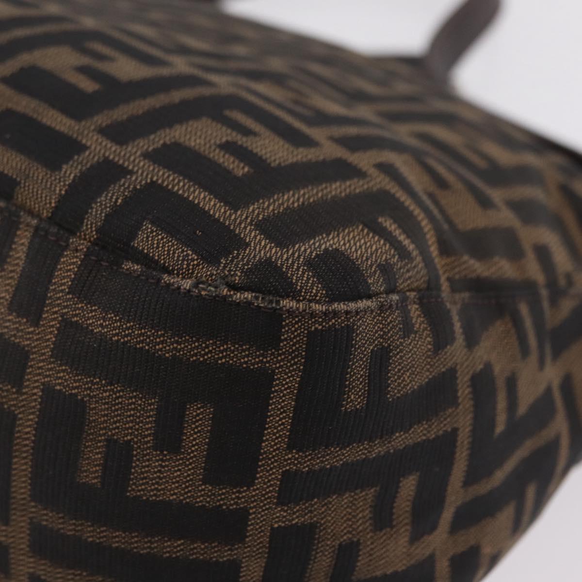 FENDI Zucca Canvas Mamma Baguette Shoulder Bag Brown Black 26426 Auth 208575A