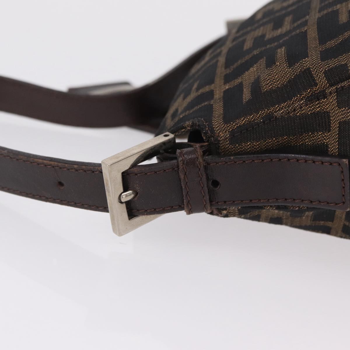 FENDI Zucca Canvas Mamma Baguette Shoulder Bag Brown Black 26426 Auth 208575A