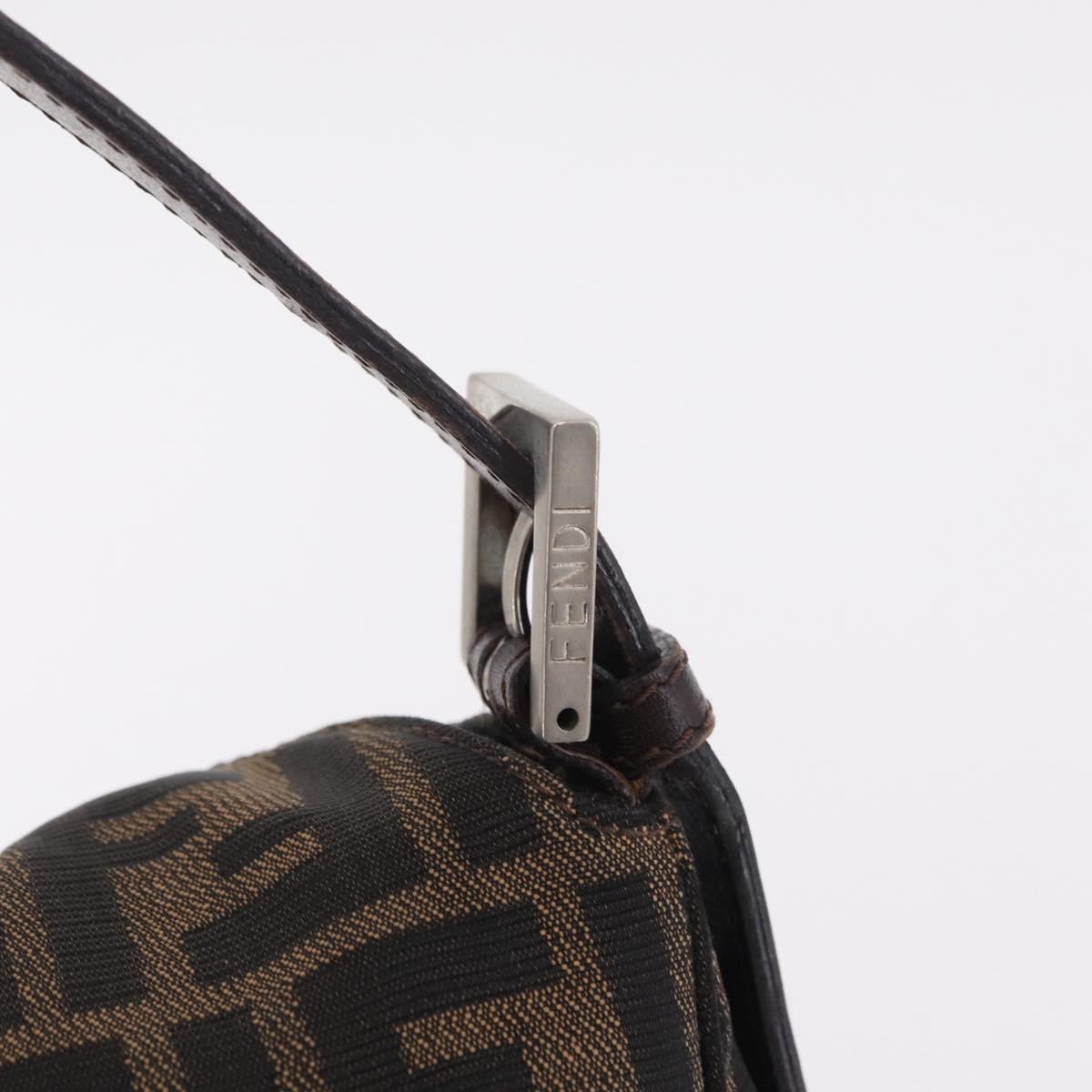 FENDI Zucca Canvas Mamma Baguette Shoulder Bag Brown Black 26426 Auth 208575A