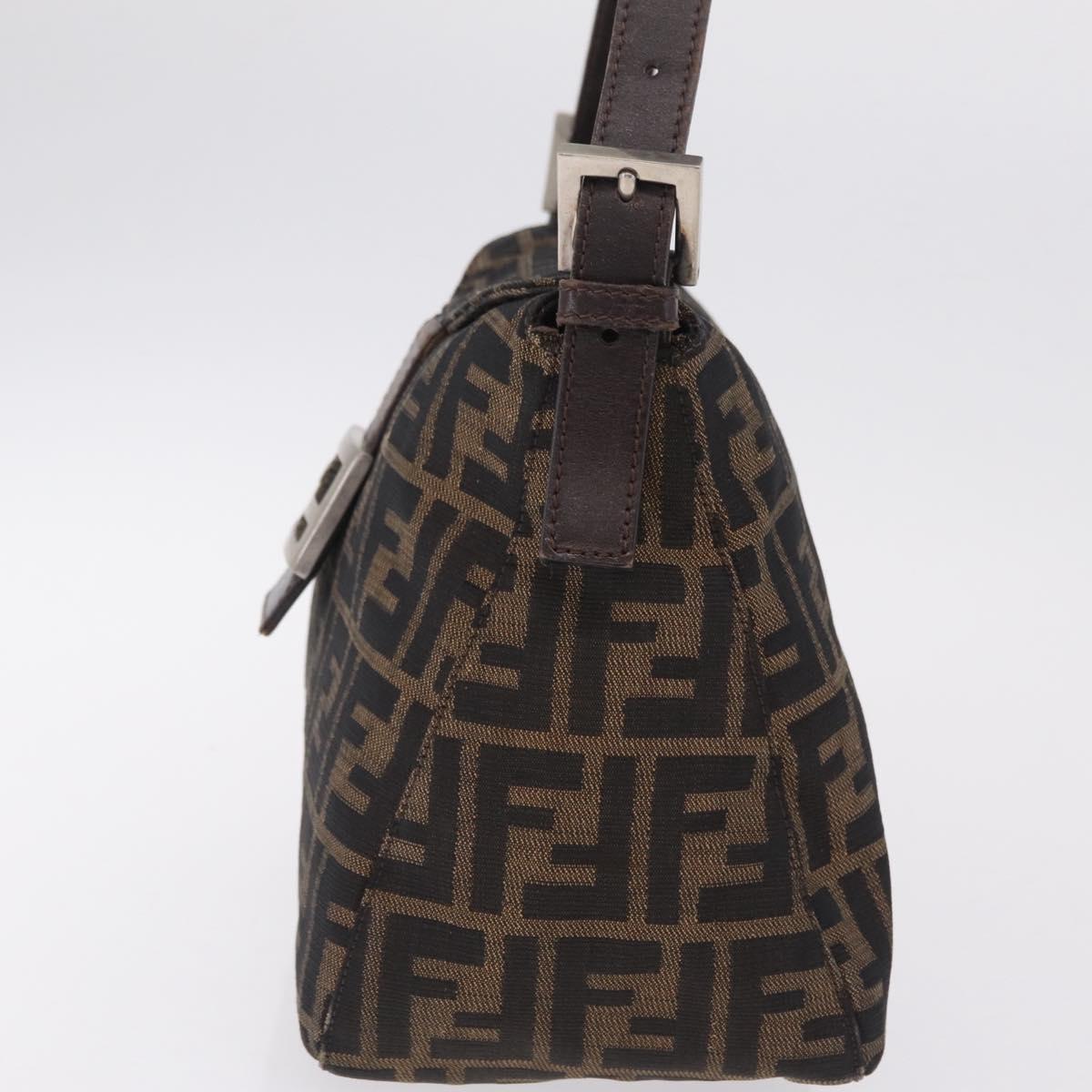 FENDI Zucca Canvas Mamma Baguette Shoulder Bag Brown Black 26426 Auth 208575A
