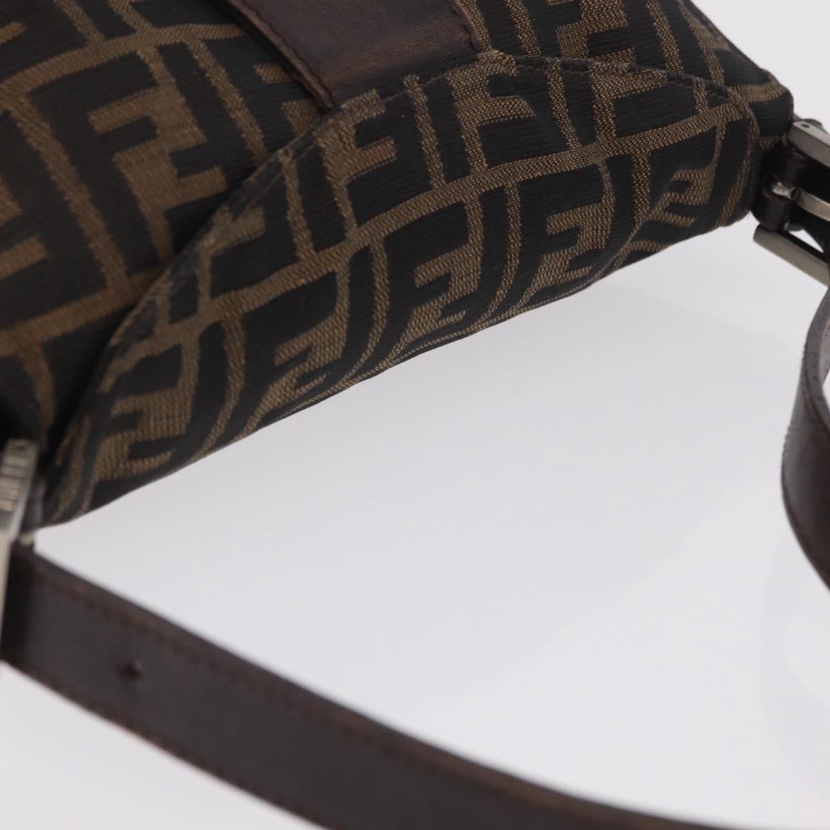 FENDI Zucca Canvas Mamma Baguette Shoulder Bag Brown Black 26426 Auth 208575A