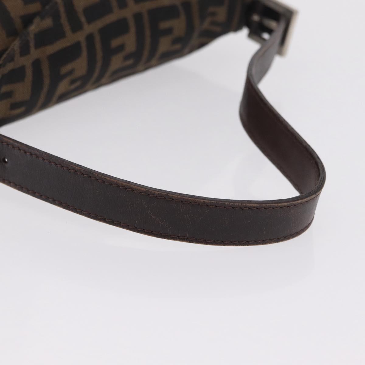 FENDI Zucca Canvas Mamma Baguette Shoulder Bag Brown Black 26426 Auth 208575A