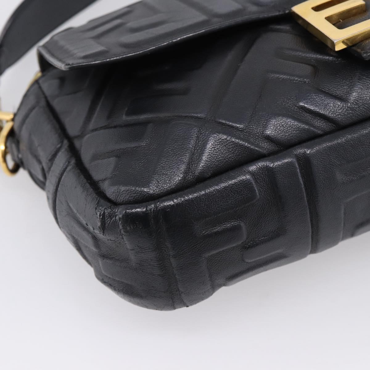 FENDI Zucca Canvas Mamma Baguette Bag Leather 2way Black 8BR600 Auth 208576V