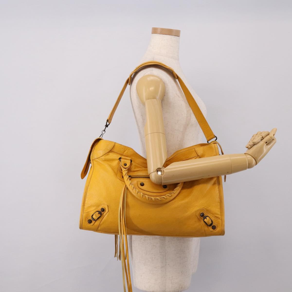 Balenciaga The City Hand Bag Leather 2way Yellow 115748 Auth 208577V