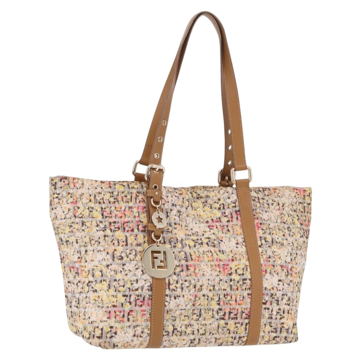 FENDI Zucchino Canvas Tote Bag Multicolor Gold 8BH215 Auth 208580V