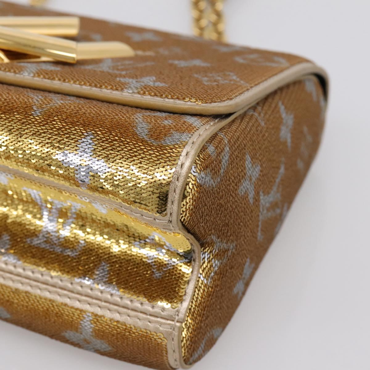 LOUIS VUITTON Twist PM Shoulder Bag Leather sequins Gold M52906 LV Auth 208581SM