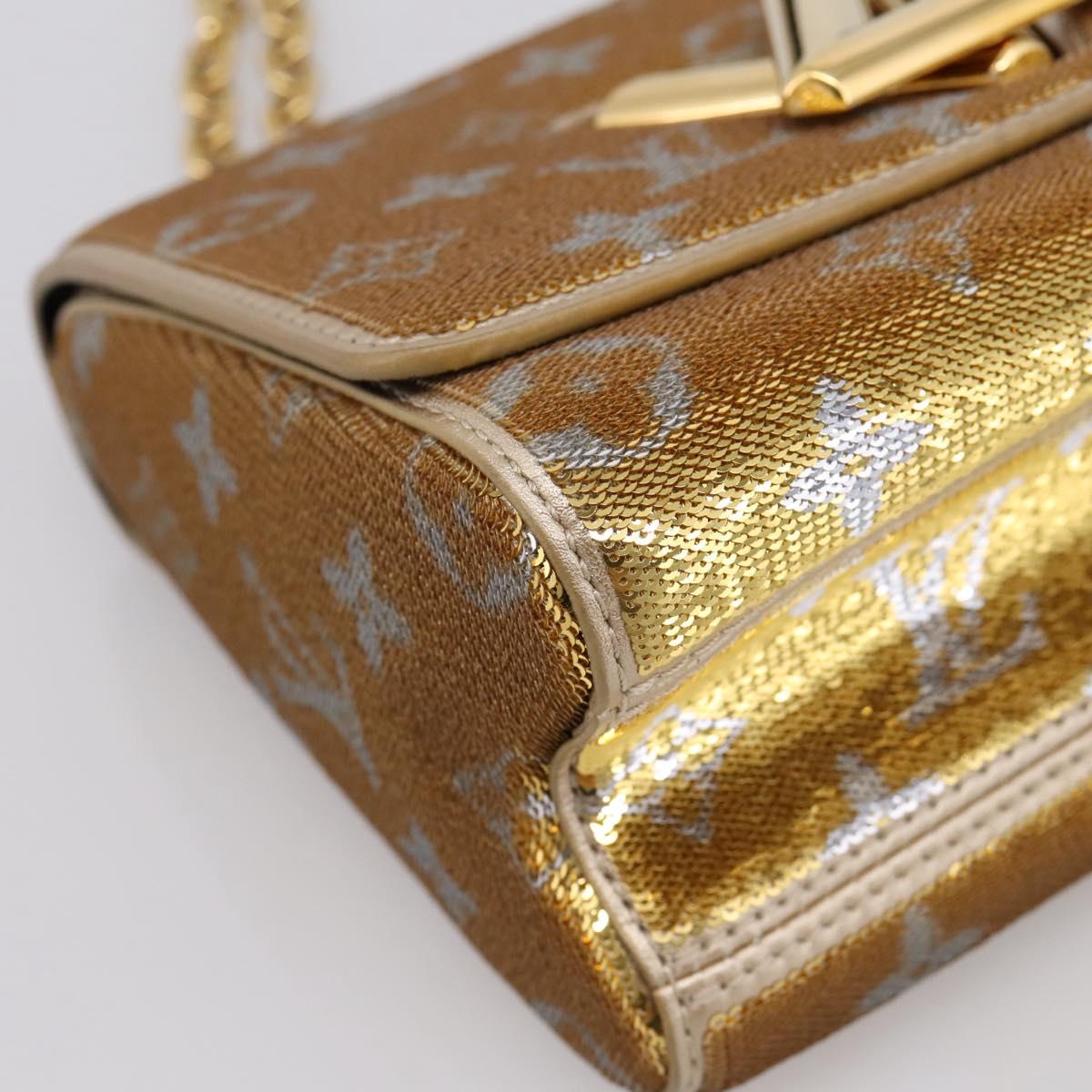 LOUIS VUITTON Twist PM Shoulder Bag Leather sequins Gold M52906 LV Auth 208581SM
