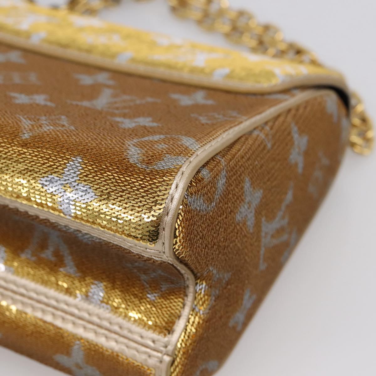 LOUIS VUITTON Twist PM Shoulder Bag Leather sequins Gold M52906 LV Auth 208581SM
