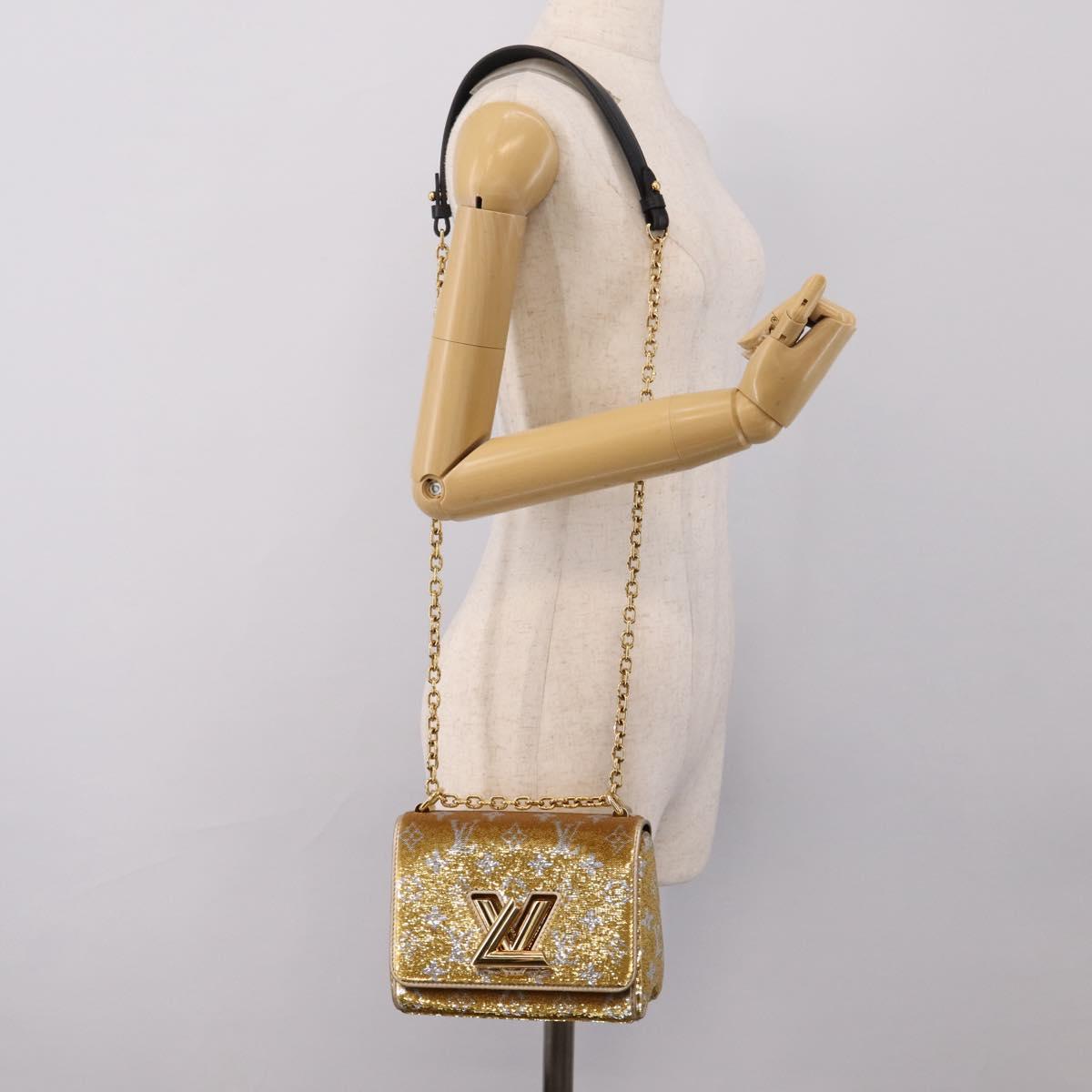 LOUIS VUITTON Twist PM Shoulder Bag Leather sequins Gold M52906 LV Auth 208581SM
