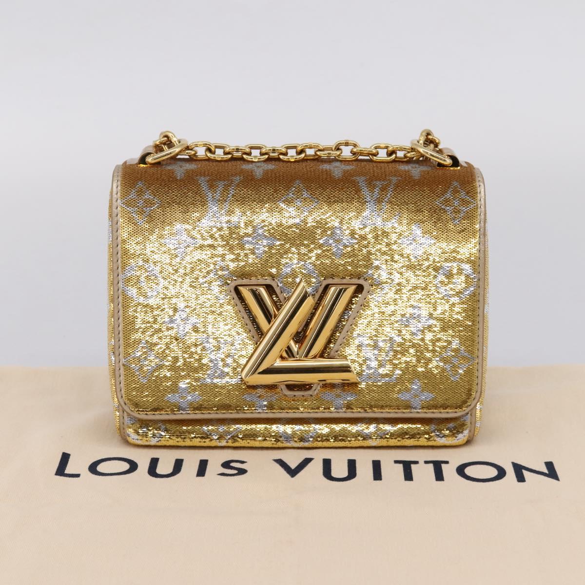 LOUIS VUITTON Twist PM Shoulder Bag Leather sequins Gold M52906 LV Auth 208581SM