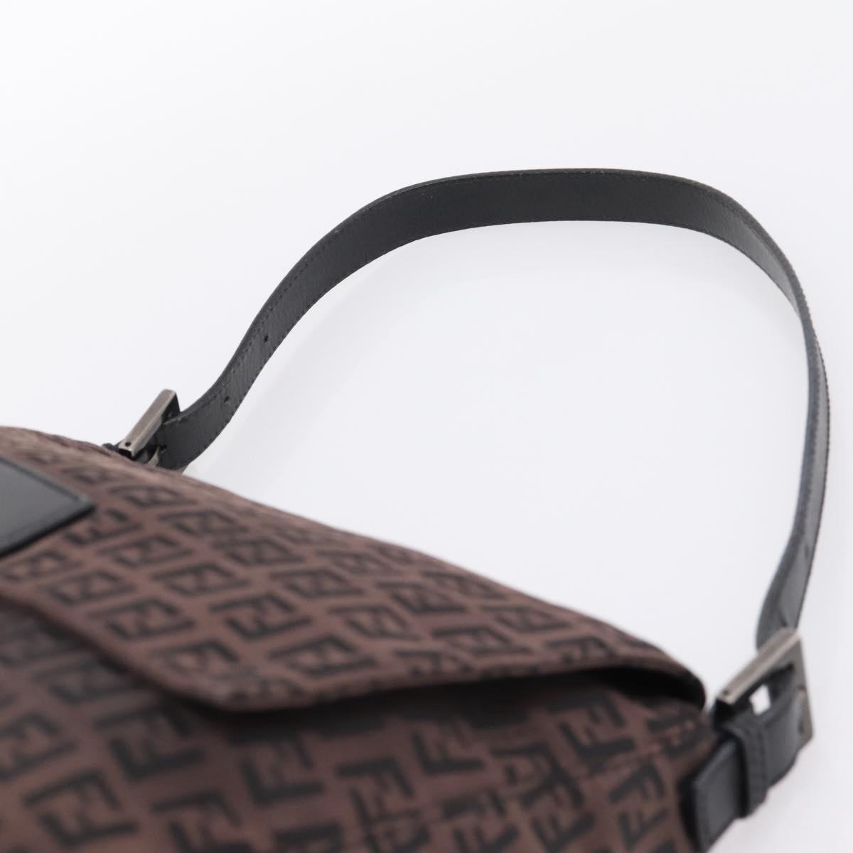 FENDI Zucca Canvas Mamma Baguette Shoulder Bag Gray Silver Auth 208582A