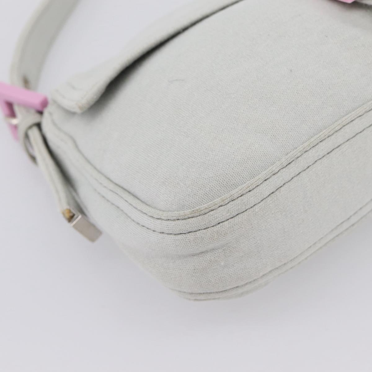 FENDI Mamma Baguette Shoulder Bag Canvas Gray Silver Auth 208585V