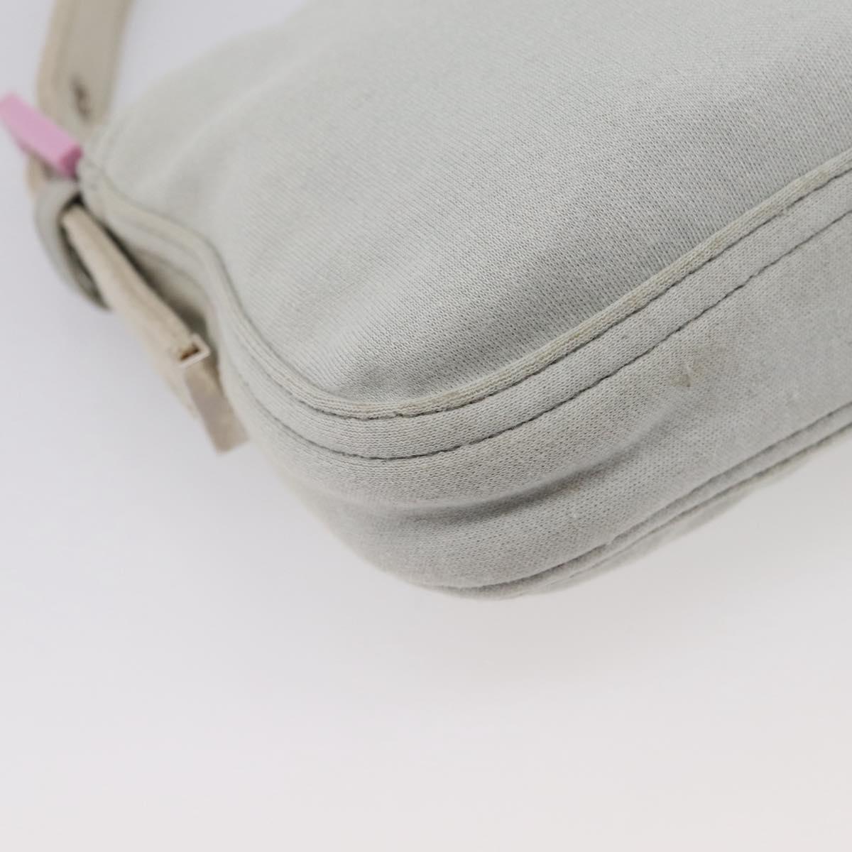 FENDI Mamma Baguette Shoulder Bag Canvas Gray Silver Auth 208585V