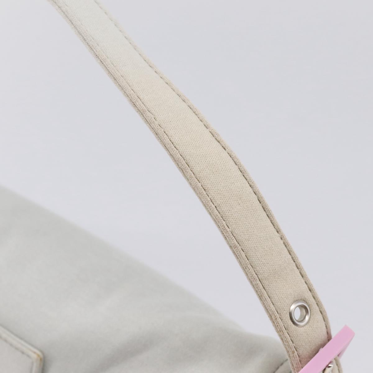 FENDI Mamma Baguette Shoulder Bag Canvas Gray Silver Auth 208585V