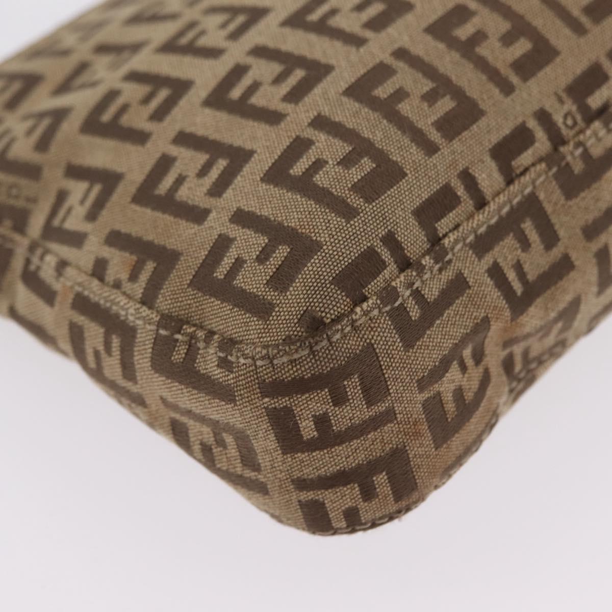 FENDI Zucchino Canvas Accessory Pouch Beige Silver 8BR04 Auth 208587V