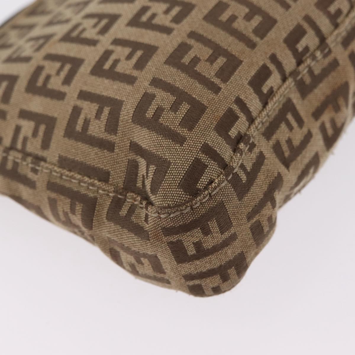 FENDI Zucchino Canvas Accessory Pouch Beige Silver 8BR04 Auth 208587V