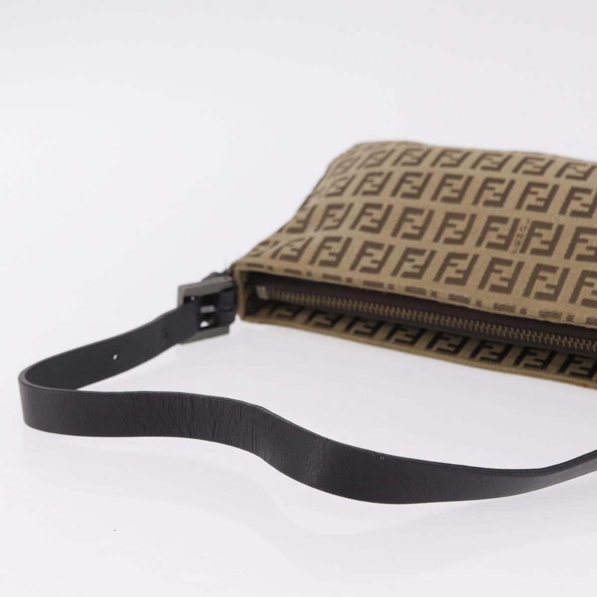 FENDI Zucchino Canvas Accessory Pouch Beige Silver 8BR04 Auth 208587V