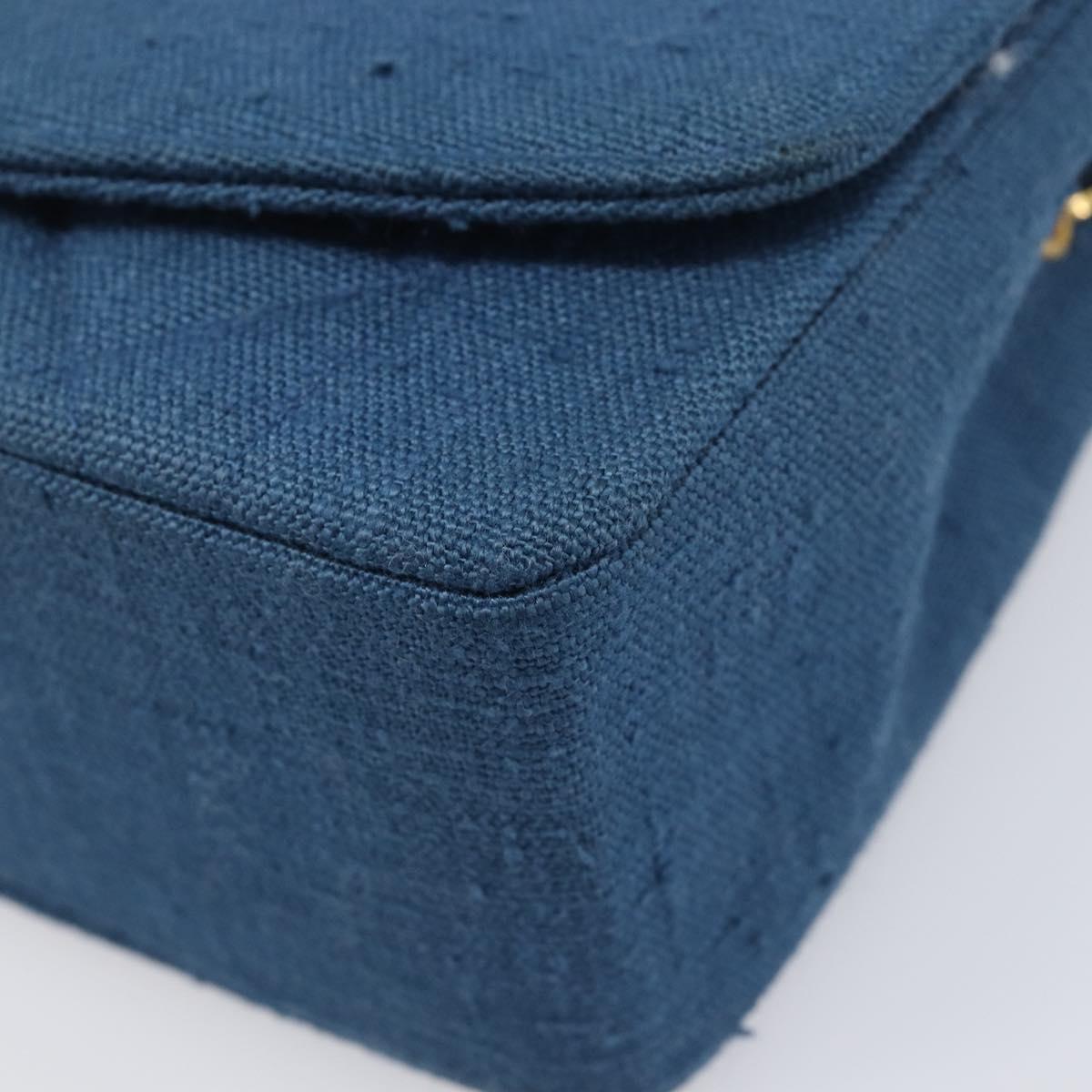 CHANEL Matelasse Chain Shoulder Bag Canvas Blue Gold CC Auth 208596SAM