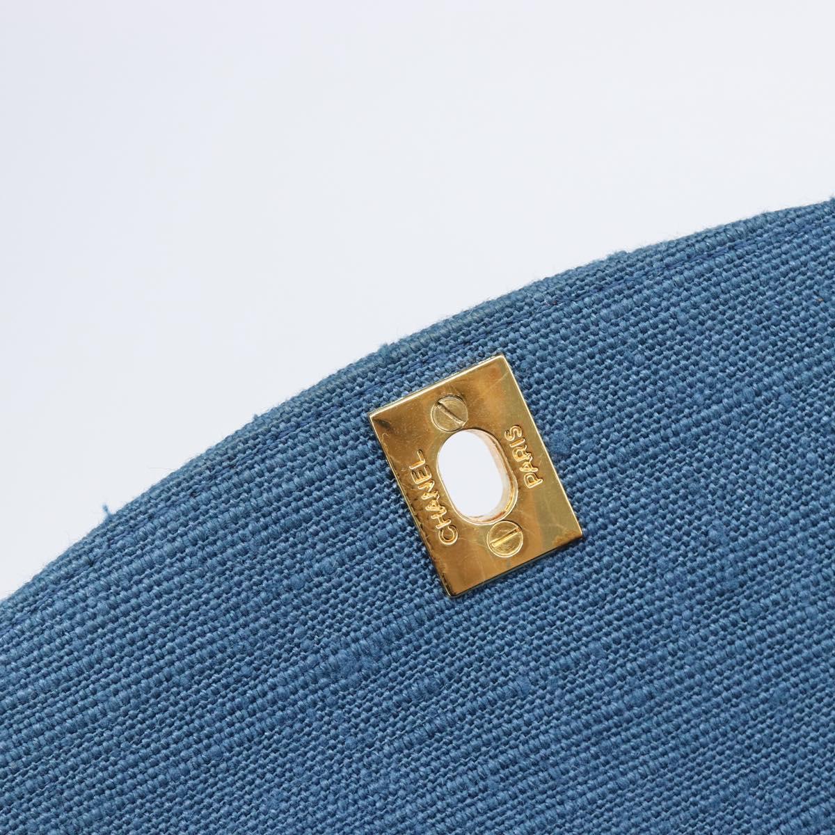 CHANEL Matelasse Chain Shoulder Bag Canvas Blue Gold CC Auth 208596SAM