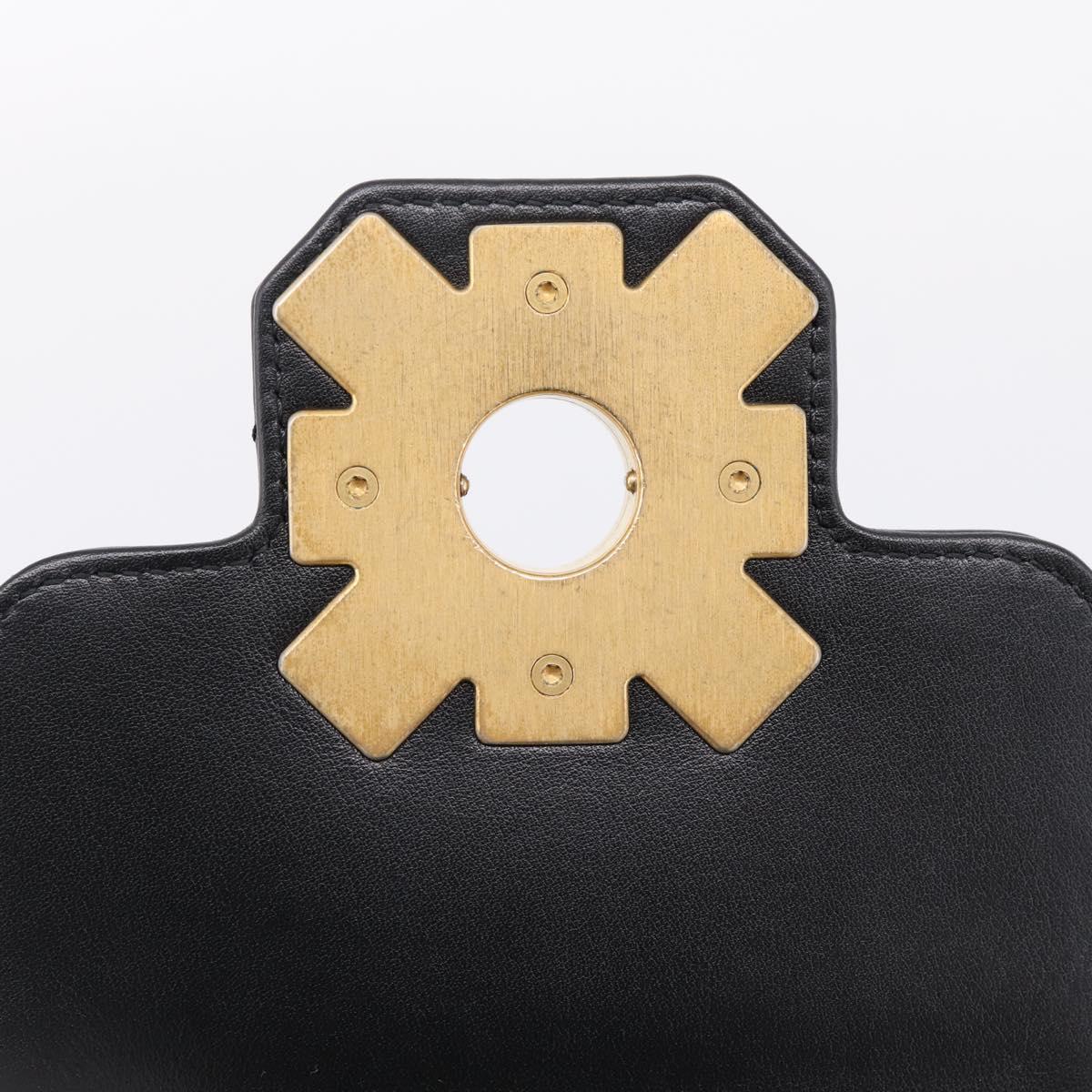 CHANEL Matelasse Shoulder Bag Calf Skin Black Champagne Gold CC Auth 208597SM
