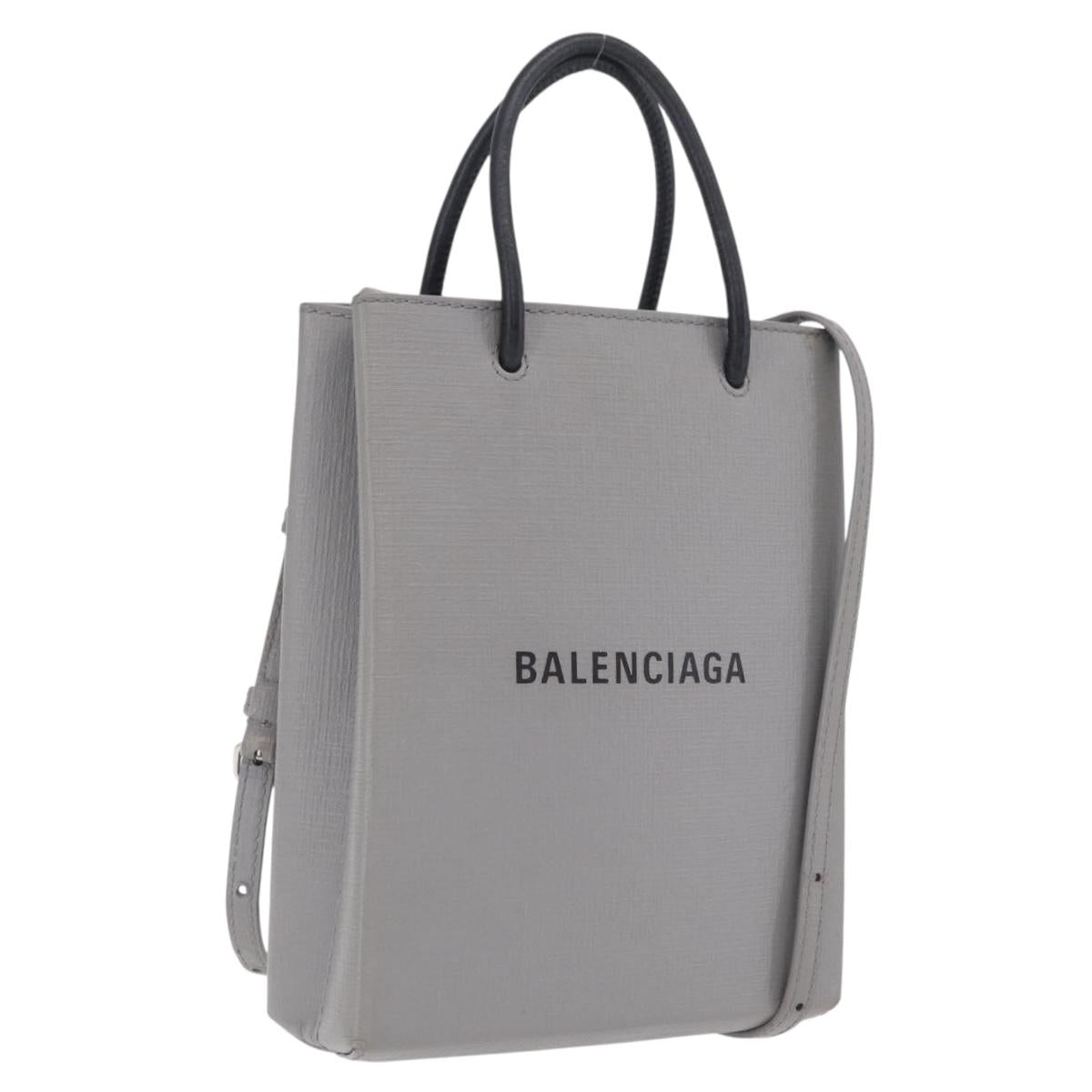 Balenciaga Hand Bag Leather 2way Gray Silver 693805 Auth 208600V