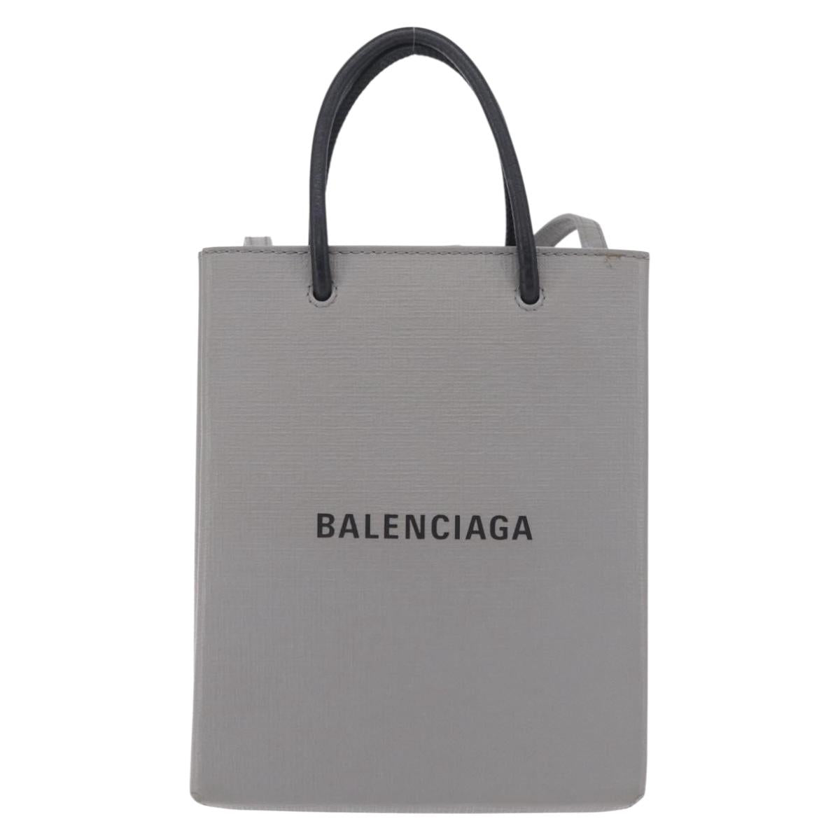 Balenciaga Hand Bag Leather 2way Gray Silver 693805 Auth 208600V