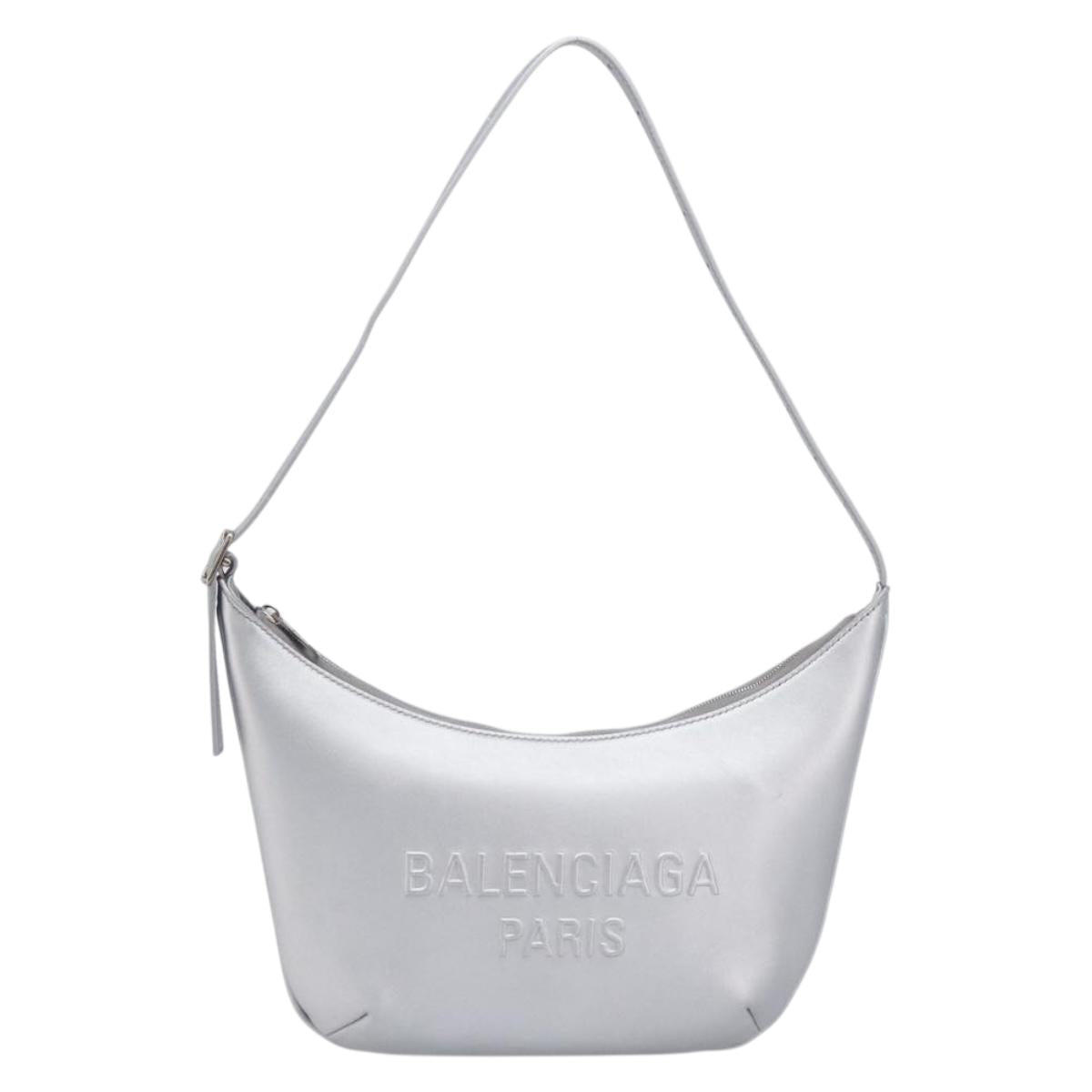 Balenciaga Mary Kate Shoulder Bag Leather Silver 771733 Auth 208601M