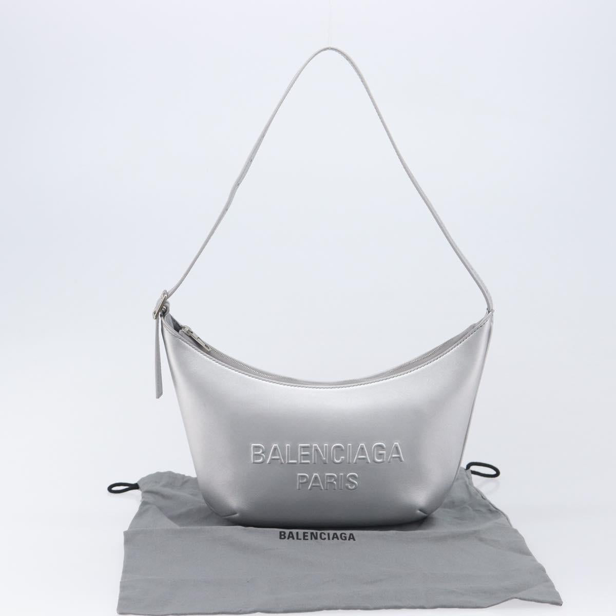 Balenciaga Mary Kate Shoulder Bag Leather Silver 771733 Auth 208601M